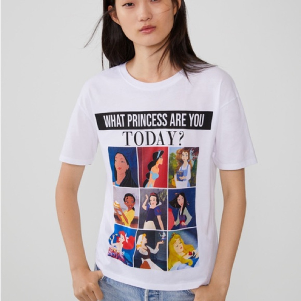 Zara White Princess Graphic Tee